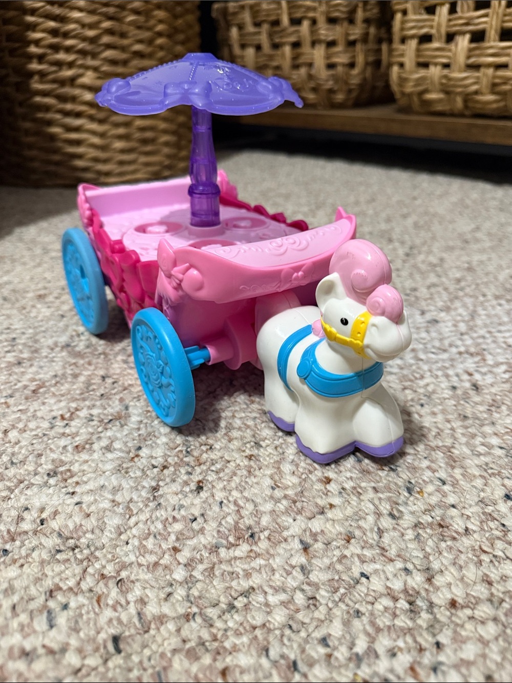 Fisher Price Disney Little People Pink Purple Princess Carriage Carousel Musical